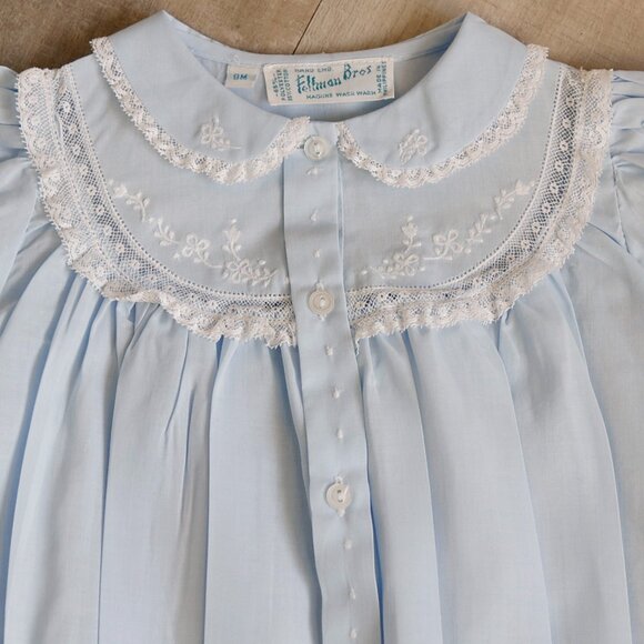 Blue Heirloom Romper Bubble Feltman Brothers RARE FIND 9 Months Lace Inlays NWT - Picture 2 of 4